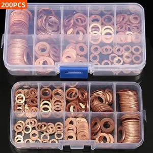 Copper Flat Washer, O-shaped Sealing Washer, Oil Seal Gasket, Flat Washer for Car Engine, Auto Parts