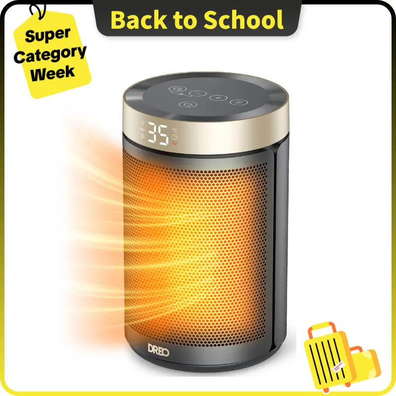 Dreo Space Heaters for Indoor, Portable Electric Heater for Home with Thermostat, 1-12H Timer, Eco Mode and Fan Mode, 1500W PTC Ceramic Fast Safety Energy Efficient Heater for Office Bedroom, Silver