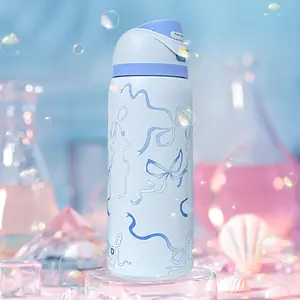 Blue butterfly Water bottle 32oz, 945ML, with straw,heat preservation time more than 24 hours, cold and hot water can be insulated, can make coffee, frozen drinks, , exquisite workmanship, suitable for camping, work, indoor and Outdoor use. Thermal Flask