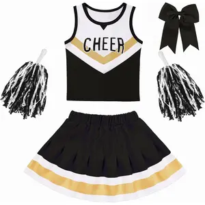 XP-CPA01  Cheerleader Costume for Girls Black White Cheerleading Outfit For Kids Cheer Up Halloween Dress Up Cheerleader Gifts