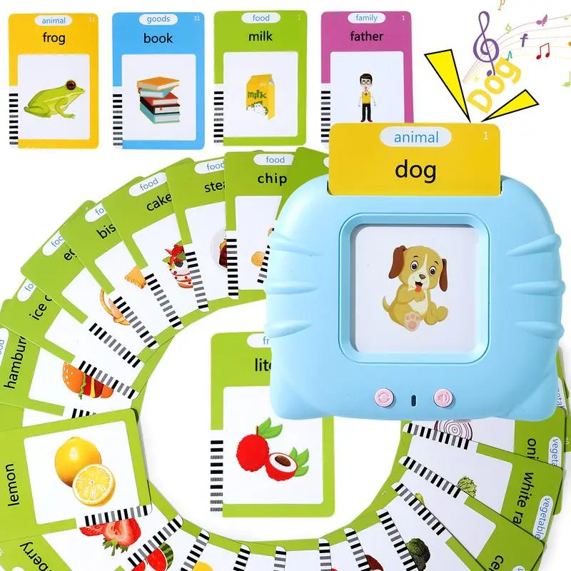 KIDGENIUS Bilingual Language Learning Machine with 224-Word English-Spanish Talking Flash Cards, Portable Travel-Friendly Interactive Audio Toy, Vocabulary Flashcards Set, Flash Cards for Studying, Birthday Gift for 2-8 Year Old Boys and Girls