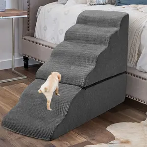 Step Stairs for High Beds 30-36 inches Tall, 6-Step Doggy Steps for Puppies, 30D  Pet Stairs Steps for Small Meduim Dogs,  Ramp for Old Dogs/Cats, Dark Grey