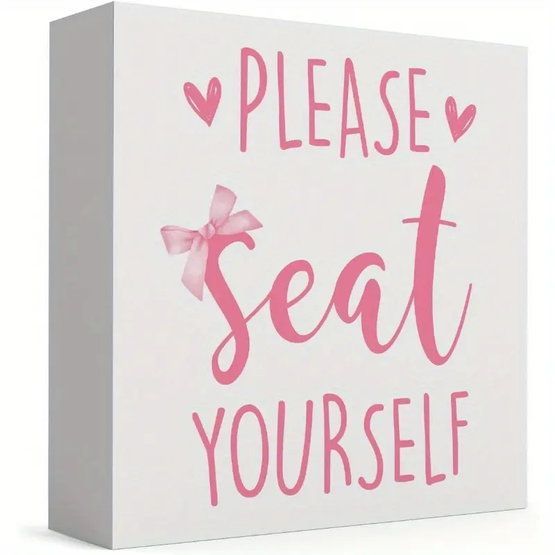 Pink Bow Bathroom Decor Please Seat Your Self Bathroom Sign Pink Dorm Decor Girly Bowknot Signs for home Dorm Wall Desk Shelf Tabletop Decoration Rustic Wood Plaque Funny Bathroom Signs 5x5 inch Wooden Home Sign Bathroom Decorations Decorative Plaque