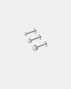 3PCS Opal Internally Threaded Titanium Helix Studs