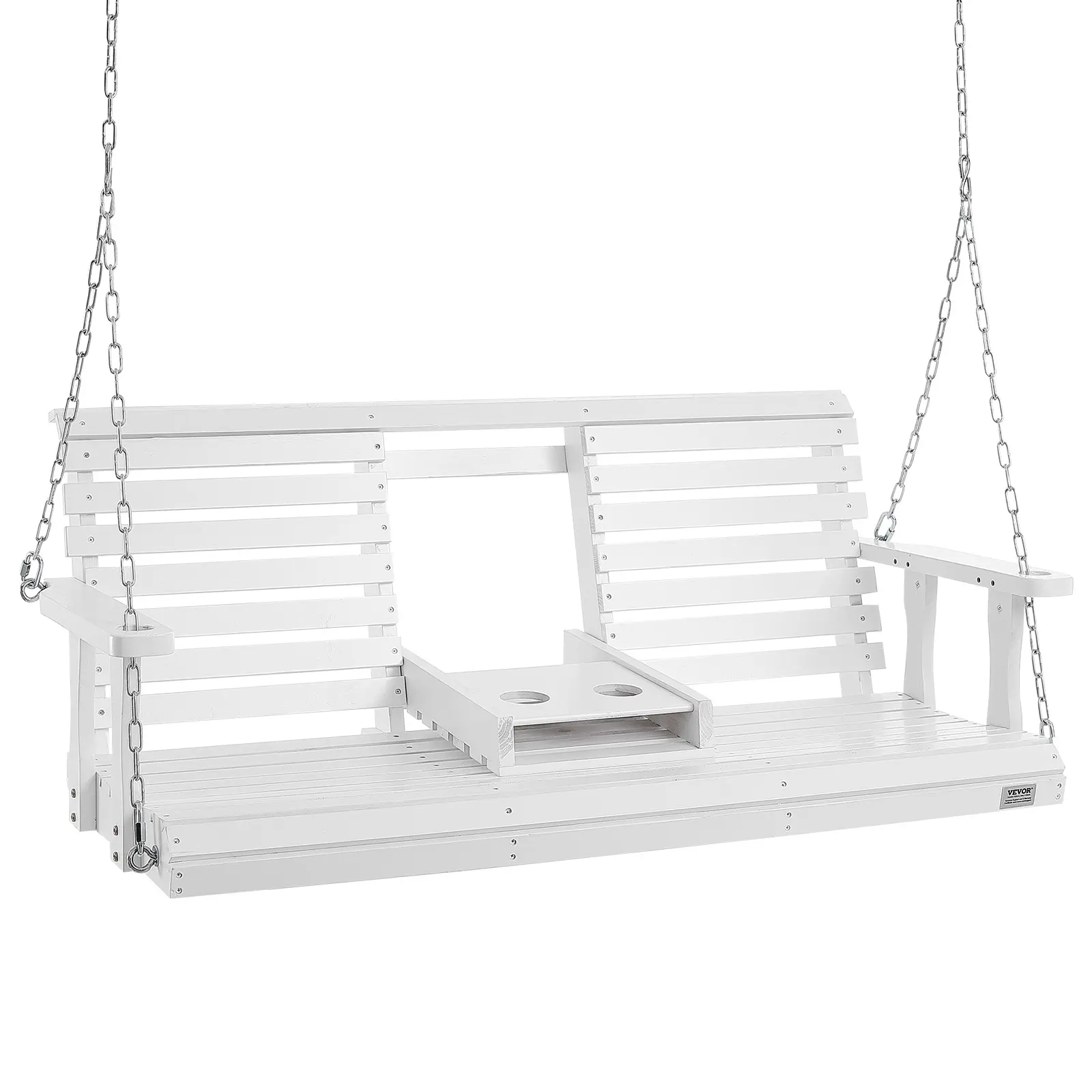 【summerfinds】VEVOR Wooden Porch Swing 5 ft, Patio bench swing for Courtyard & Garden, Upgraded 880 lbs Strong Load Capacity, Heavy Duty Swing Chair Bench with Hanging Chains for Outdoors, White