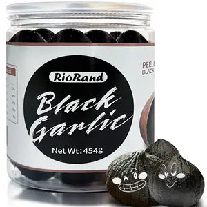RioRand Black Garlic 454g Whole Peeled, 90-Day Aged 1 Lb Jar, No Added Preservatives, Ready to Eat