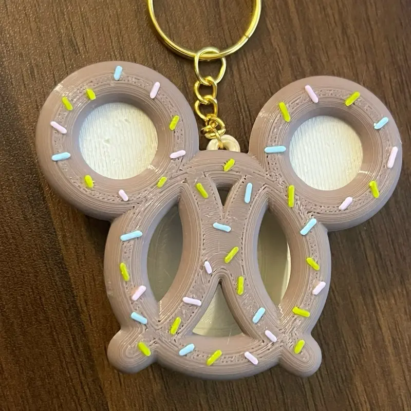 Magicband plus puck holder keychain pretzel sprinkle design 3D printed