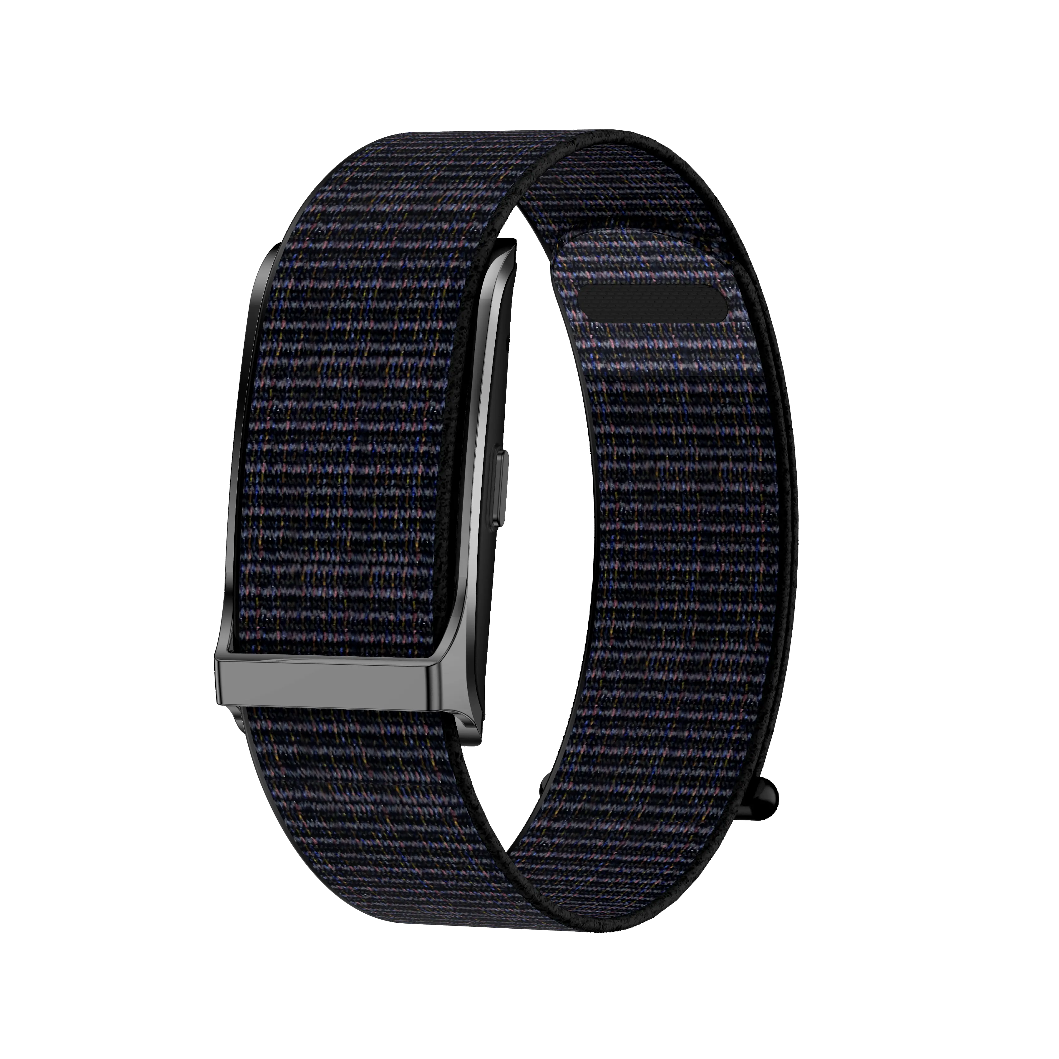 Unisex G59 Silicone Smart Fitness Tracker Bracelet - Magnetic, Built-in GPS, Bluetooth, Multi-Platform, Water-Resistant Plastic Wearable, Chargeable, Button-Operated, Clock Display, Advanced Chip, 911 Emergency Alarm Call, Nylon Accents