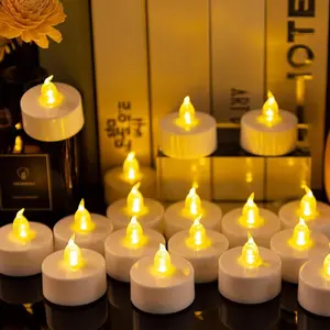 Tea Lights Candles Battery Operated Flameless LED Fake Candles, Button Battery Powered Tealight for Kitchen Bedroom Party Halloween Christmas Lighting