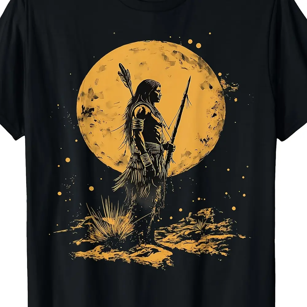 Native American Pride T-Shirt – Vintage Indian Chief and Tribal‑Style Crew-Neck Casual Shirt, Ideal for, Columbus Day / Indigenous Peoples’ Day