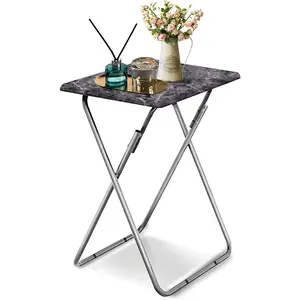 Aboxoo Portable Folding Multifunctional and Easy Clean TV Tray with Black Marble