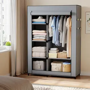 Portable Closet Wardrobe 64.2in, Covered Garment Rack with 5 Storage Shelves & Hanging Space, Dustproof Clothes Organizer for Bedroom Dorm Small Apartment – Wardrobe Closet