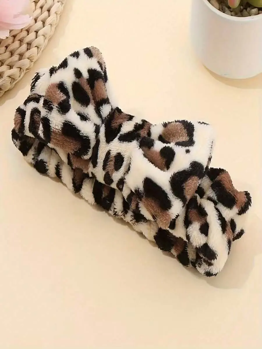 1pc Leopard Print Sponge-Style Makeup Headband, Facial Wash Hair Hoop For Skincare Spa Routine Party Holiday Casual Wear