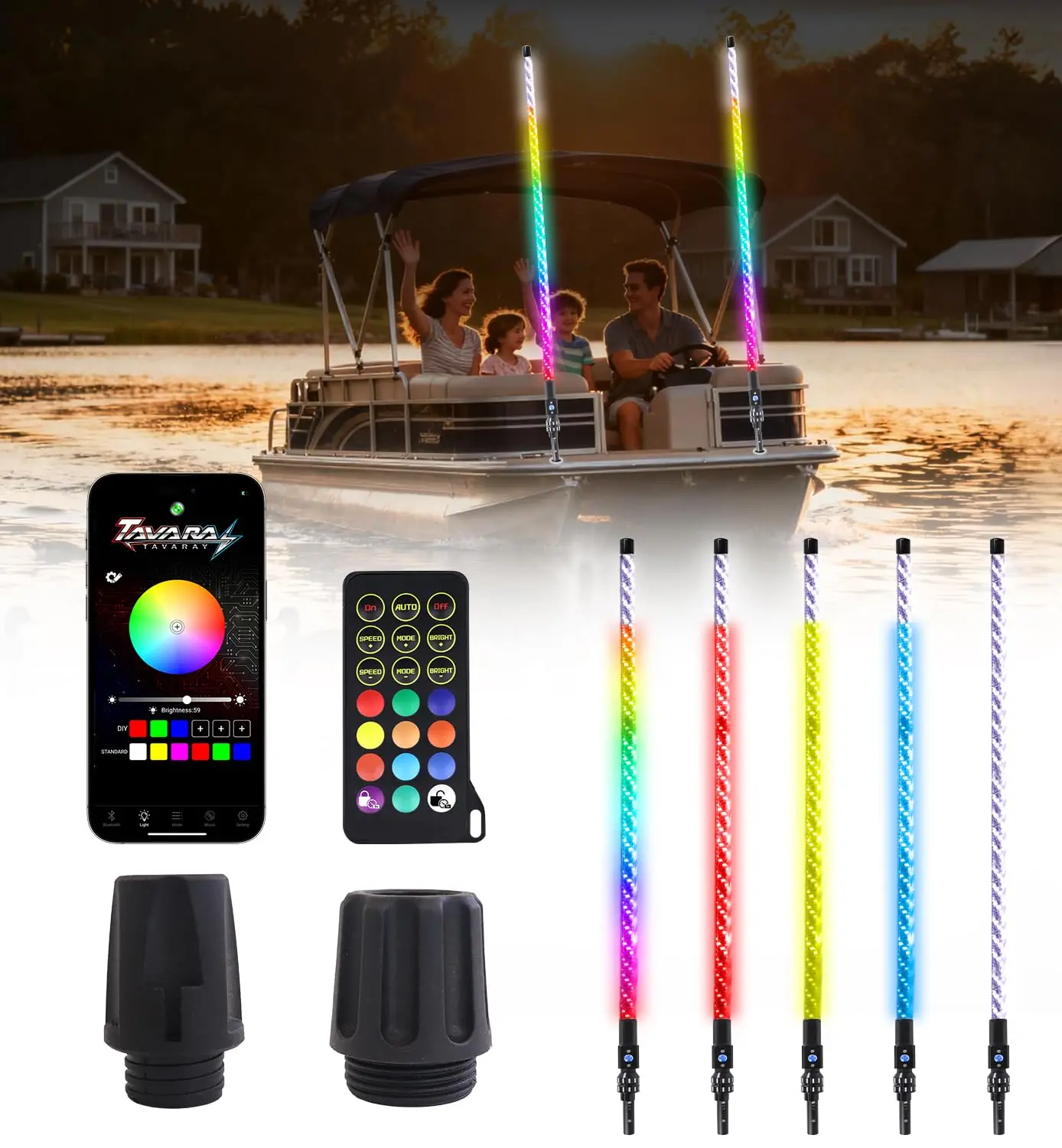 Tavaray RGB LED Boat Navigation Lights for Boats