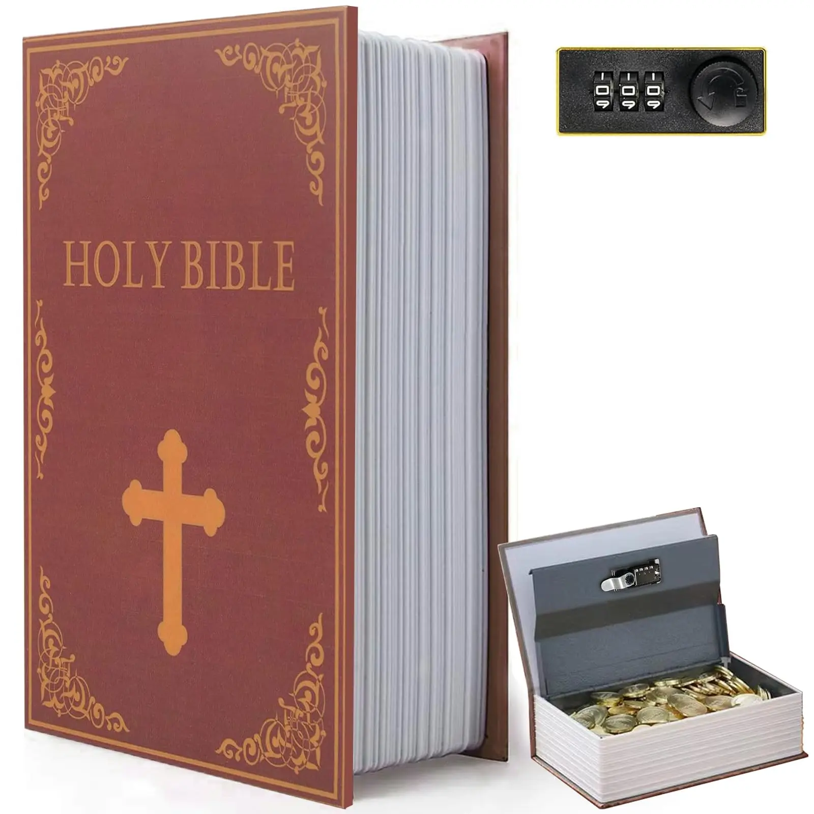 Diversion Book Safe Storage Box (9.5"×6"×2.2"), Office Stationery Combination Lock Security Safe