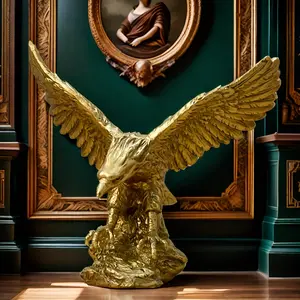 Gold Eagle Resin Sculpture, Modern Home Office Desk Decor, Christmas Halloween Autumn Decoration, Collectible Handmade Ornament