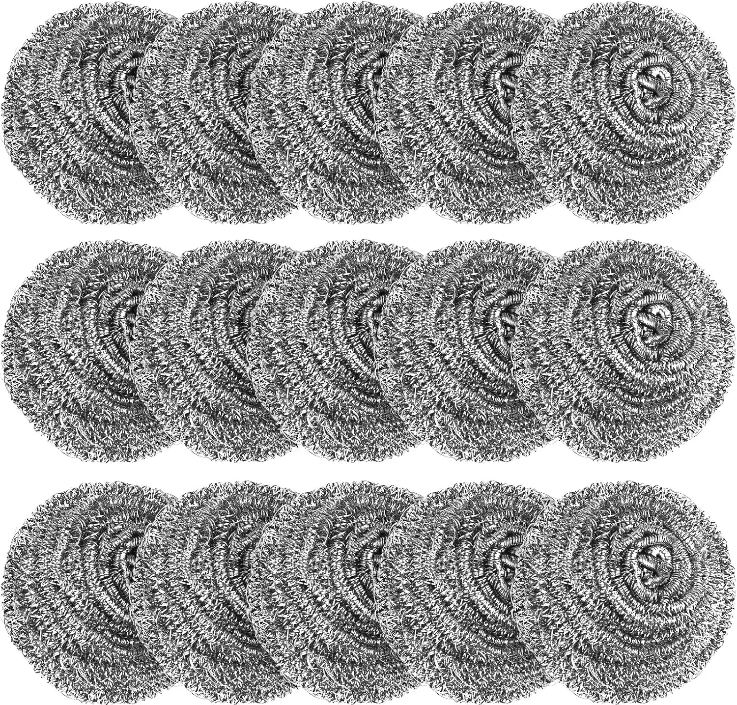 15 Pack Steel Wool Scrubber, Metal Kitchen Scrubbing Sponges, Dishwashing Scouring Pads Heavy Duty, Premium Stainless Steel Scrubbers for Cleaning Dishes Pots and Pans Bathroom Oven (Sliver)