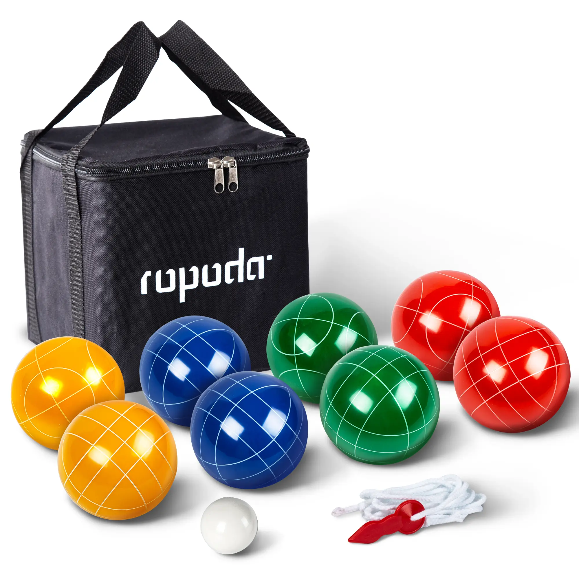 Ropoda Spring Glow-Up Bocce Ball Set with 8 Balls, Pallino Case & Measuring Rope for 4 to 8 Persons, Includes Backyard, Lawn, Beach & More, Summer Turn Up & Father's Day Deal