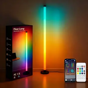 LED Corner Floor Lamp with APP and Remote Control, Rgbw Color Changing, Music Sync, Timer Setting, Living Room Bedroom Game Room Light, Smart Lamp