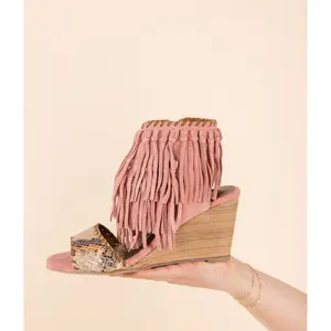 True Fringe Wedge in Blush