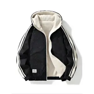 Men's Colorblock Side Stripe Patched Raglan Sleeve Jacket, Casual Regular Fit Long Sleeve Zip Up?Pocket?Hooded Outerwear for Fall & Winter, Men's Clothes for Daily Wear