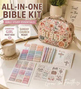 Bible Cover Case for Women Large Quilted BibleCarrying Case with Durable Handle for Girls BibleStudy Supplies Accessories Christian Gifts forWomen Durable Handle Carrying Organiser