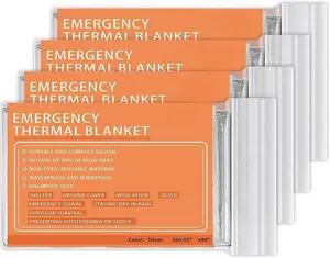 Emergency Mylar Thermal Blankets -Space Blanket Survival kit Camping Blanket (4-Pack). Perfect for Outdoors, Hiking, Survival, Bug Out Bag ，Marathons or First Aid 1