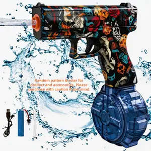 Cool Graffiti Electric Water Blaster, Large Capacity Auto Spray, Unisex Outdoor Toy, Pool Beach Backyard Summer Games, Electricwaterblaster, Watergun