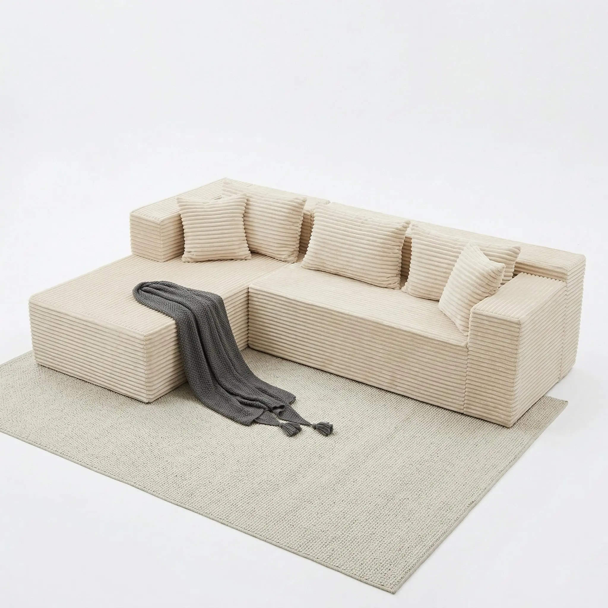 Garvee 106 Inch L Shape Sectional Sofa, Modern Modular Sofa with Armchair, Upholstered Deep Seat Living Room Furniture, Wide Cloud Sofa, No Tool Assembly, Gray