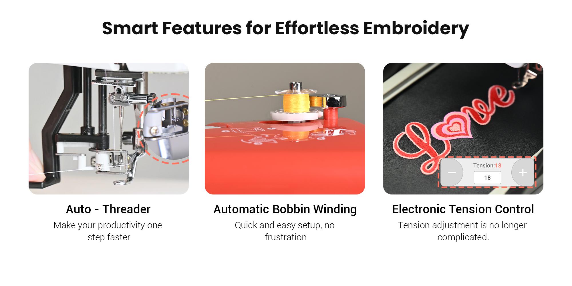 PooLin EOC06RE Computerized Embroidery Machine For Home Business Sewing Supplies Crafts