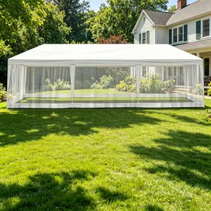 10' x 20'/30' Canopy Tent w/Mesh Sidewalls, Outdoor Sun Shade Party Tent Commercial Gazebo Pergola Canopies for Patio Backyard Garden Events, Summer Vibes