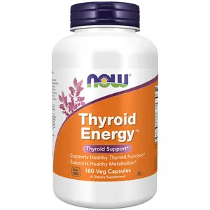 NOW Supplements, Thyroid Energy, Iodine and Tyrosine plus Selenium, Zinc and Copper, Thyroid Support*, 180 Veg Capsules