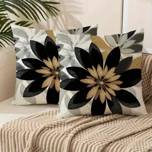 2pc 18x18 Inch Polyester Parabolic Pillows, Modern Floral Design, Ideal for Patio, Garden, Bedroom, Sofa Decor