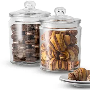 Glass Kitchen Jars, Set of 2 Airtight Containers