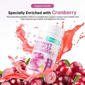 DrBioCare Women's Complex Probiotics with Ashwagandha Cranberry Mulberry Non-GMO Dairy-Free Gluten-Free Soy-Free Gut Cleanse Capsules for Healthcare & Fitness