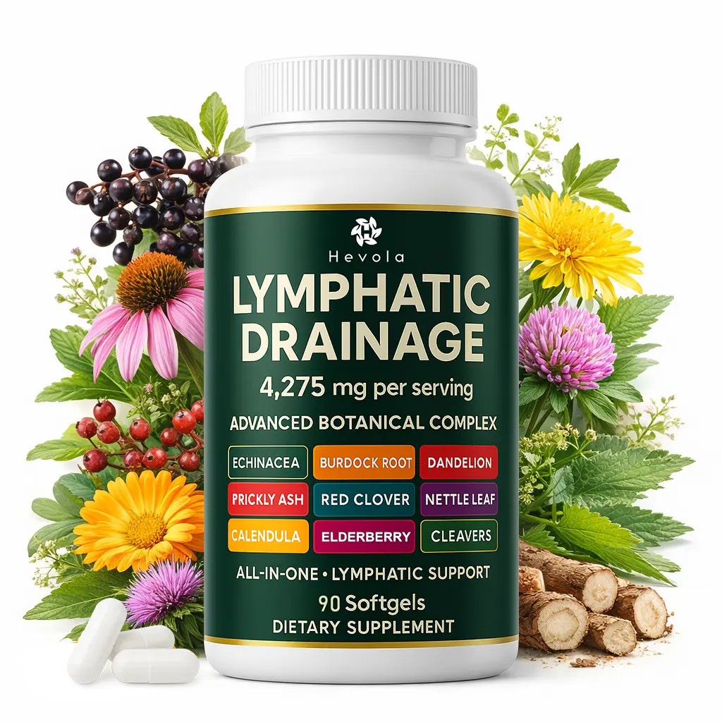 Lymphatic Drainage Supplement, 60 Capsules, 4275mg Lymph System Support for Women & Men, 21-in-1 Herbal Blend with Echinacea, Dandelion, Burdock, Bromelain, Calendula, Turmeric & More,summerwins