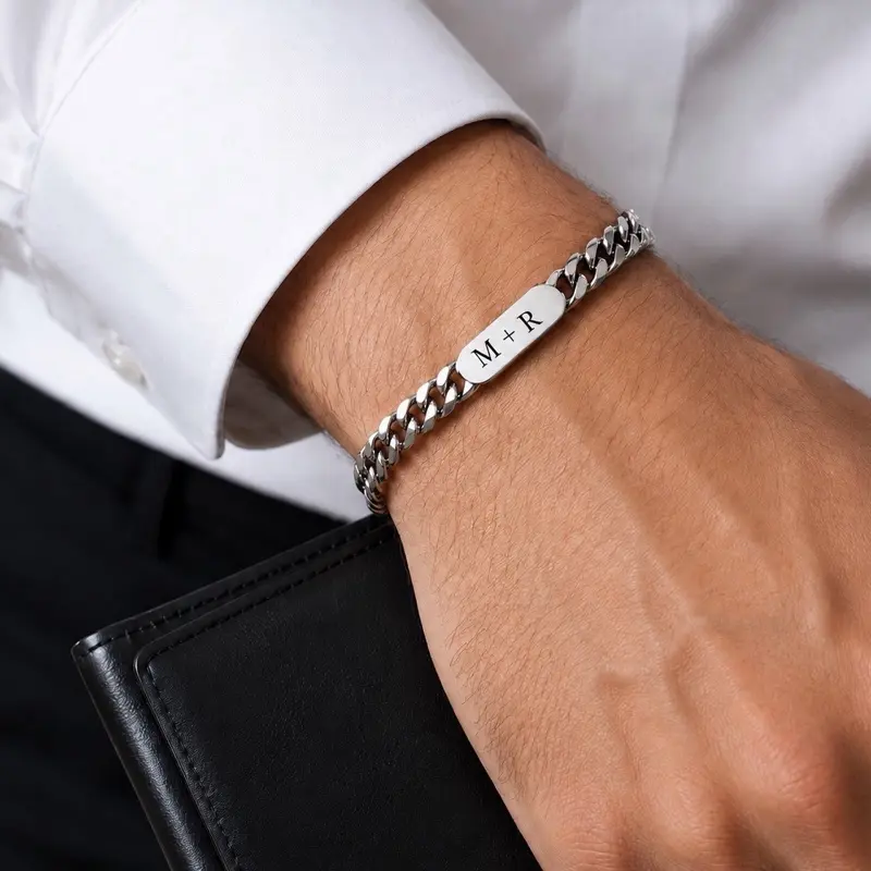 Personalized Curb Chain Bracelet for Men & Women | Custom Name, Initials or Date Bracelet | Meaningful Gift