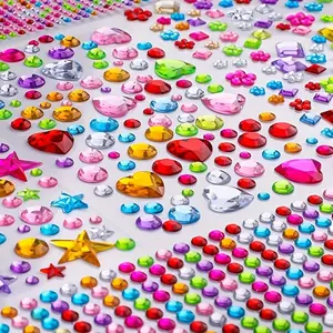 1510pcs Self-Adhesive Rhinestone Sticker Sheets - Multi-Color Heart-Shaped Acrylic Gemstone Decals with Sparkling Shiny Finish, Reusable Craft Stickers for Arts,Makeup & DIY Decorations, Nail Art Accessories, Vibrant Rhinestones, Durable Decorative Gems,