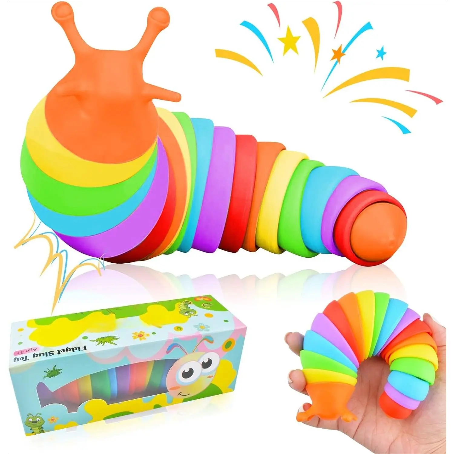 X-SRT14   Fidget Slug Toy, Sensory Slug Fidget Toy for Kids & Adults, 1 PC Cute Autism Sensory Toys for Autistic Children Great Birthday Gift for Girls Boys Toddlers Christmas Stocking Stuffers for Kids