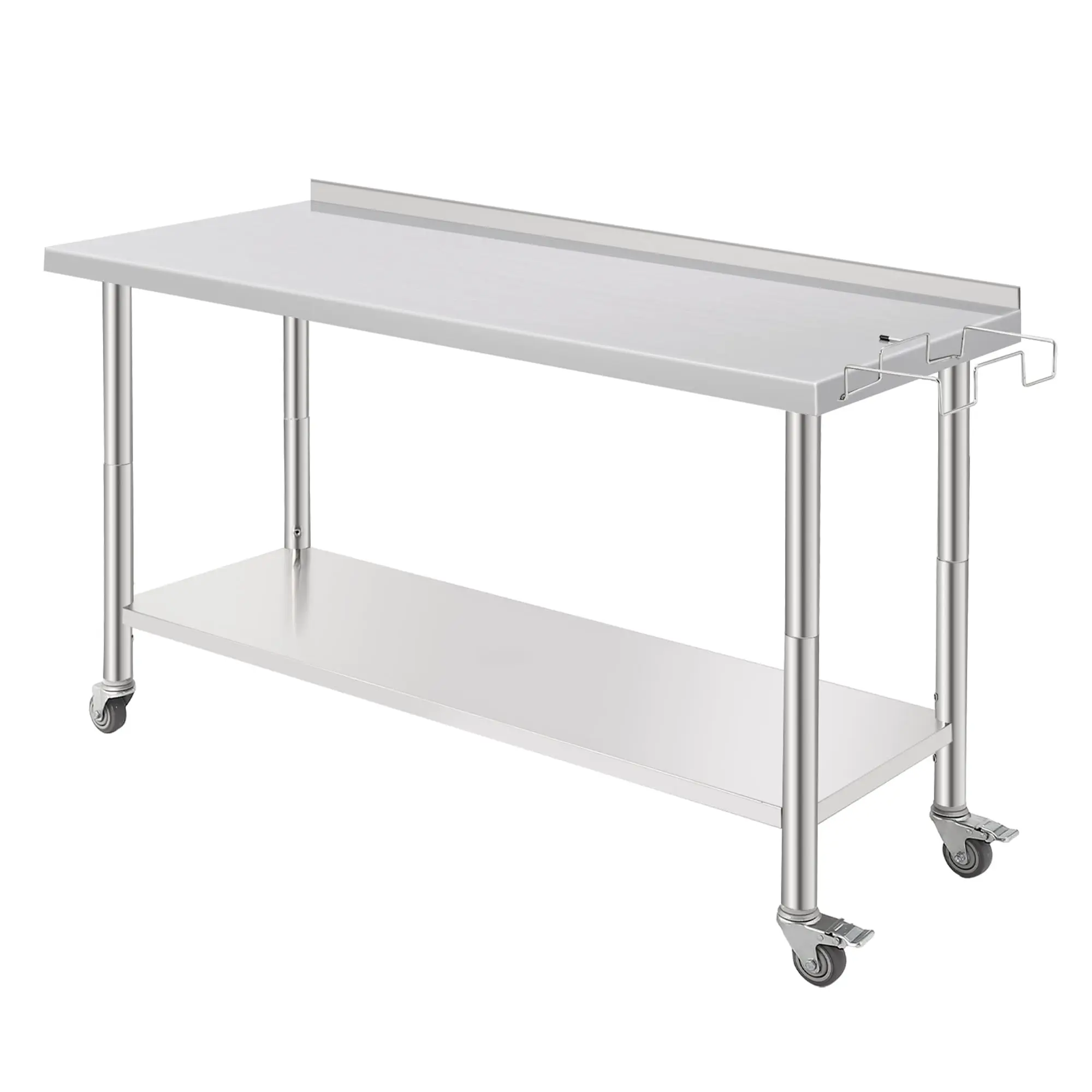 Garvee 60"X24"x35" NSF Stainless Steel Work Table, Heavy Duty Prep Table with Adjustable Undershelf & Casters, Commercial Metal Table for Kitchen, Restaurant, Home, Hotel, Workstation