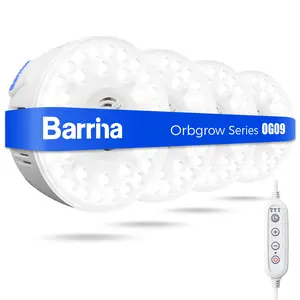 Barrina Orbgrow OG09 Puck Grow Light with Smart Timer & 5 Level Dimmable, 5000K 36W(4 x 9W), Full Spectrum, Magnetic & Linkable, 4 Packs