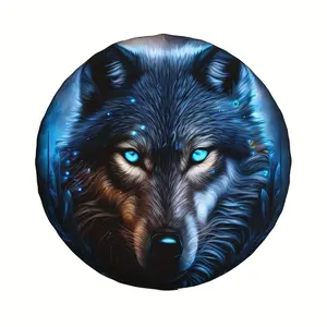 Wolf Pattern Car Spare Tire Cover, Universal Waterproof & Dustproof Car Tire Cover, RV Tire Covers, Car Accessories for RV SUV Truck Camper Travel