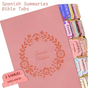 Spanish Bible Tabs, 5pcs Bible Tabs Labels in Spanish, Peel-and-stick Reposition Large Print Stickers, Bible Tabs for Women & Man, Sticker Pack, Floral Pattern Sticker