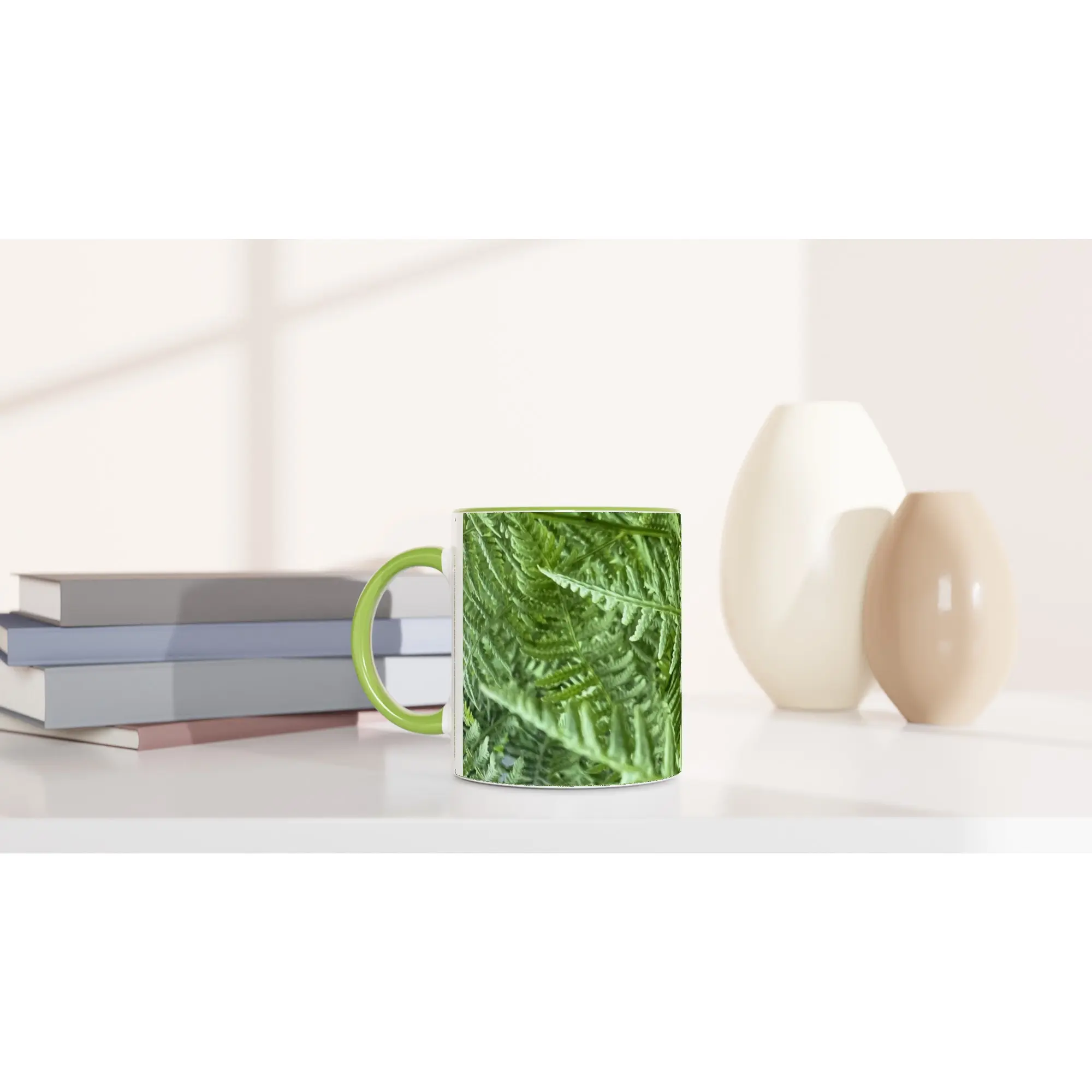 Fern photo 11oz Ceramic Mug with Color Inside Ceramic Green