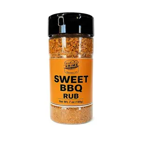 Prime Sauce Co. Sweet BBQ Rub - Handcrafted Smoky & Addictive Flavor for Ribs Pork Chicken Brisket & Burgers - 7 oz Small Batch Blend