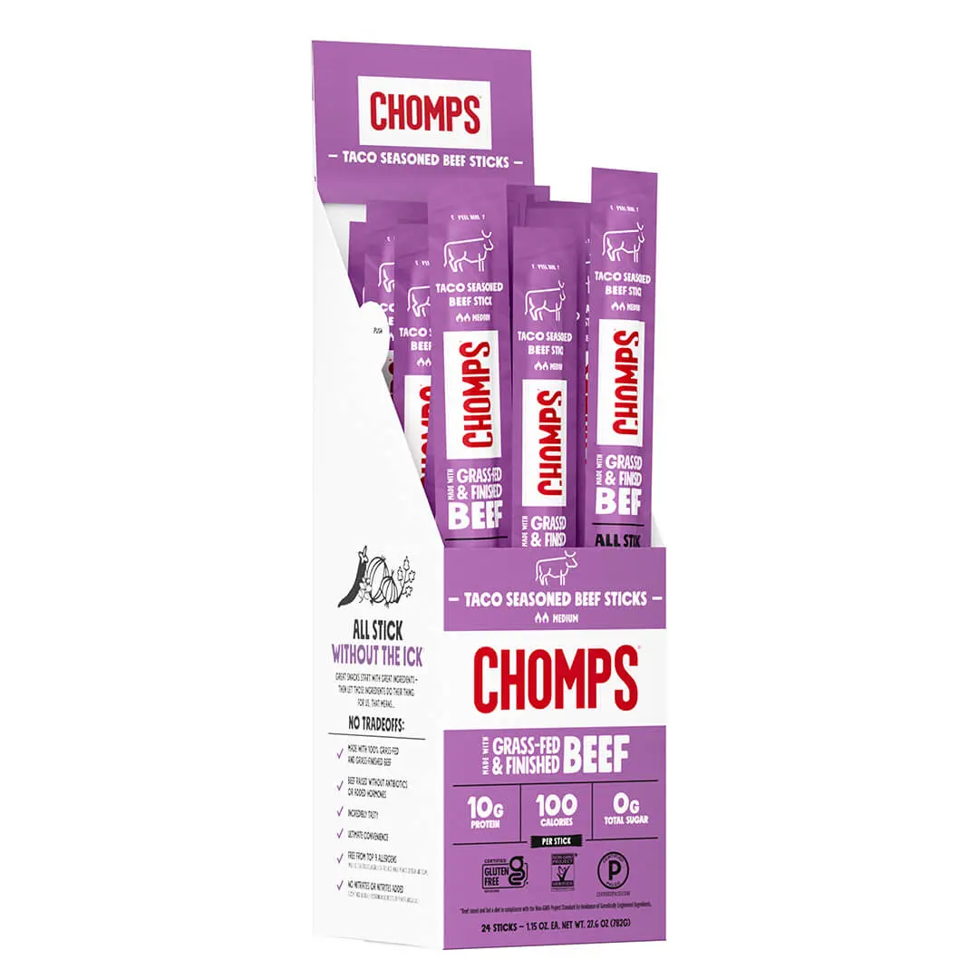 Chomps Taco Seasoned Grass-Fed and Finished Beef Stick