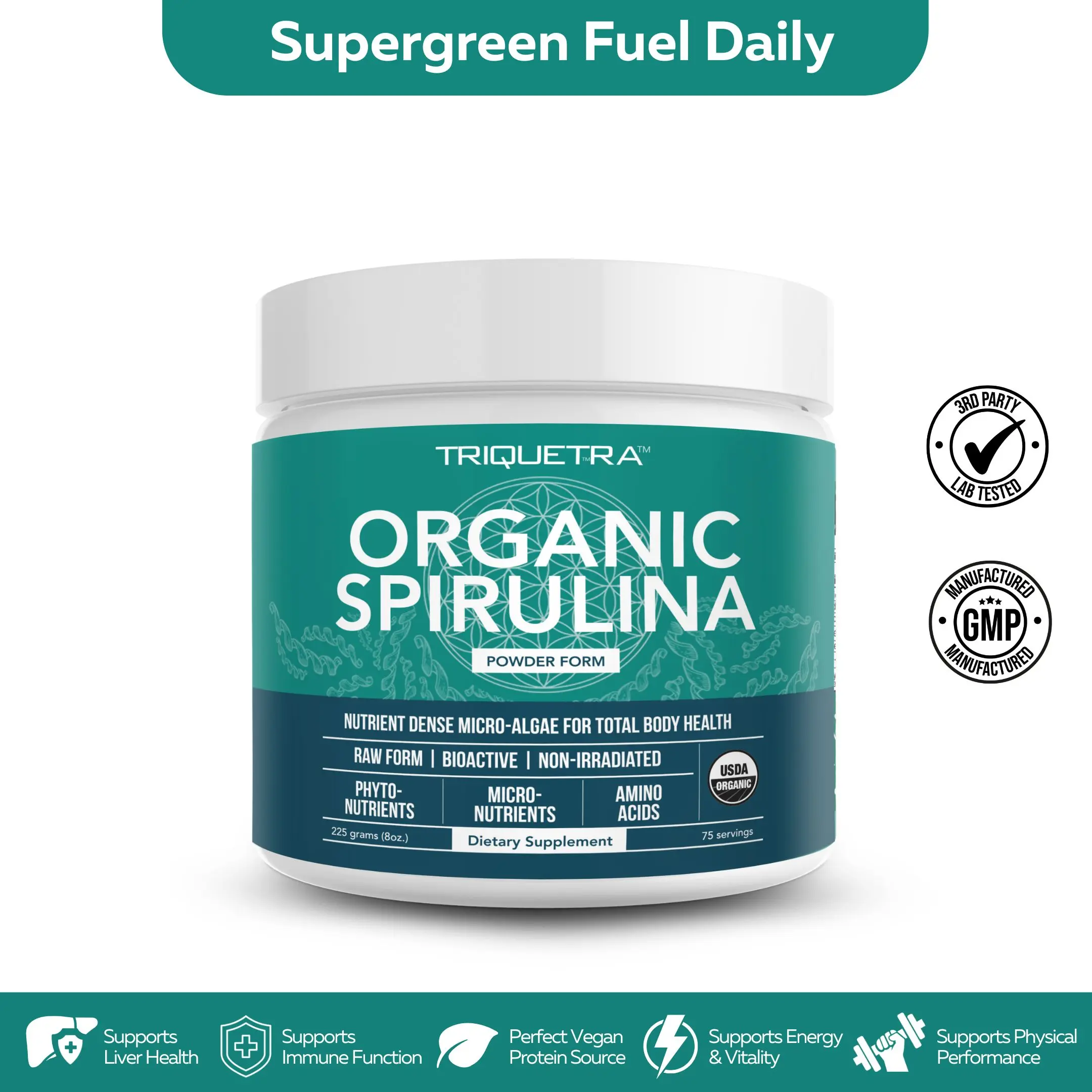 Triquetra Organic Spirulina Powder | Raw form | Bioactive Supplement Superfood Healthcare Vitamin Triquetra Organic Spirulina Powder | Raw form | Bioactive Supplement Superfood Healthcare Vitamin