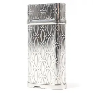 Pre-owned Cartier Sterling Silver 925 (Ag925) Small Leather Goods Godron Happy Birthday 2C Decor Silver Lighter