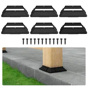 6 Pack 4 x 4 (3.5 inch x 3.5 inch) Vinyl Post Skirt Post Base Cover Column Wraps for Wood Hand Rails and Porch Deck Post Base Black Post Trim