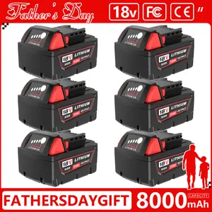 #fathersdaygift 6Packs 18V 8.0Ah Replacement for Milwaukee M-18 Battery Compatible with 48-11-1865, 48-11-1850 and Cordless Tools Lithium-ion Capacity High